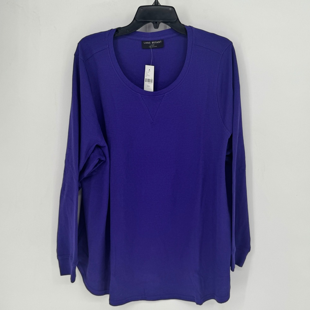 Lane Bryant Purple Waffle Knit Long Sleeve Top Plus Size 22/24 Casual Comfort